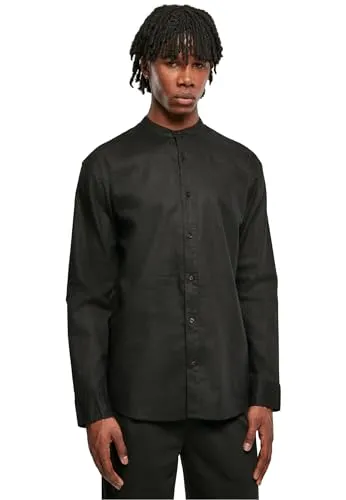 Urban Classics Herren Hemd Schwarz Größe M - Herren plussize Hemd von Urban Classics in Schwarz, mit 55% Leinen für Atmungsaktivität und Komfort. Ideal für lässige Anlässe.