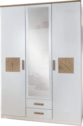 Wimex Kleiderschrank Kärnten - Kleiderschrank in Weiß/Hirnholzfarben, mit 4 Einlegeböden, 2 Kleiderstangen und 2 Schubladen – ideal für optimalen Stauraum und modernes Design. Made in Germany für höchste Qualität.