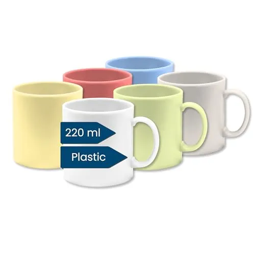 Kaffeebecher Kunststoff (6er Tassen Set, Klein, Bunt, 220ml)