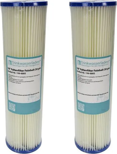 2x 10' Sediment Wasserfilter Pleated Polyester 20 µm Auswaschbar Wiederverwendbar