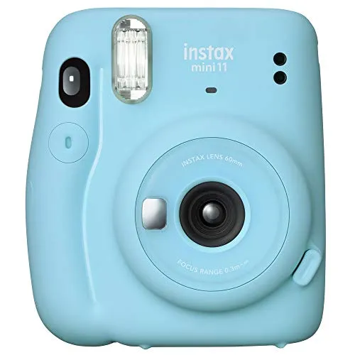 INSTAX mini 11 Sky-Blue - Sofortbildkamera mit automatischer Belichtung, Selfie-Objektiv und Spiegel, ideal für kreative Schnappschüsse und unvergessliche Momente.