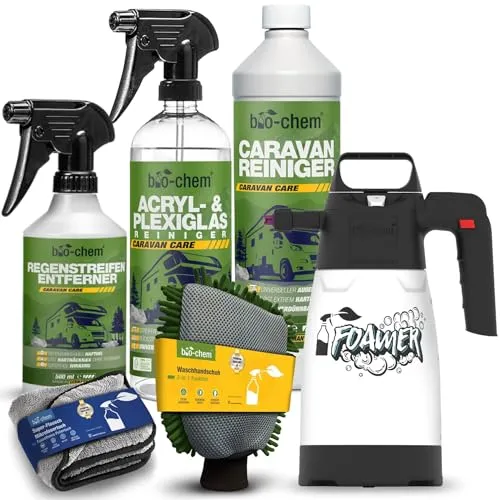 bio-chem Caravan Außen-Pflege Set 6-teilig - Autopflege Set für Wohnwagen, inklusive hochwirksamer Spezialreiniger für strahlend saubere Ergebnisse und müheloses Entfernen von Schmutz und Flecken.