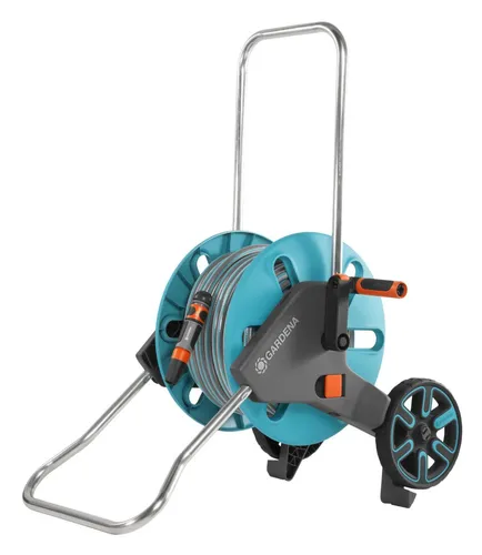 Gardena Schlauchwagen AquaRoll M Set mit 20 m Schlauch - Praktischer Schlauchwagen für müheloses Gießen, inklusive 20 m Schlauch und integrierter Schlauchführung für einfaches Auf- und Abrollen.