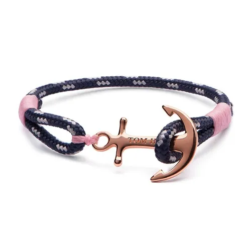 Tom Hope Rose Gold Anker Armband Textil Blau Rosa Roségold  XS 16,5 cm  TM0140