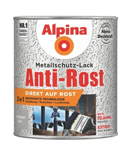 Alpina Metallfarbe, Rostprimer etc Anti Rost Eisenglimmer 750 ml ca. RAL 9006 Si