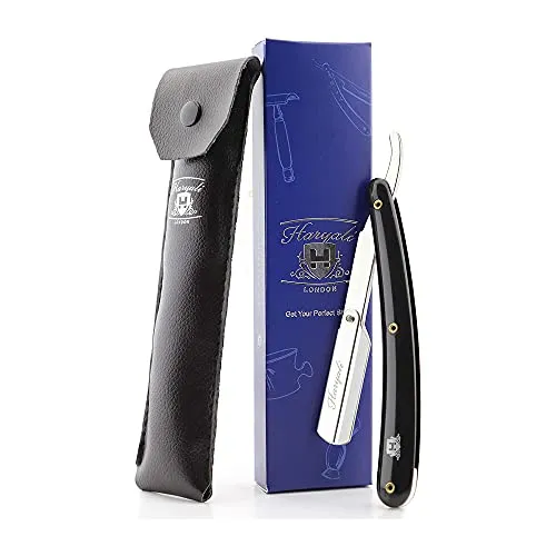 Herren Schwarz Rasierer / Friseur Stil Rasiermesser Hals Geschnitten (Klingen keine Inclued) mit Leder Pouch.perfect Rasierer für Alle Kind Of Tief Rasieren