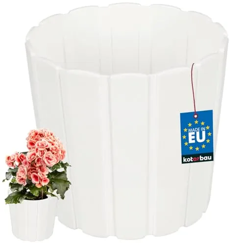 KOTARBAU® Blumentopf - Pflanzkübel - ⌀ 17 cm H: 15 cm – Weiß – Kunststoff - Pflanztopf für Zimmerplanzen - Blumentöpfe - Groß - Außen – Übertopf – Balkon – Dekorativ