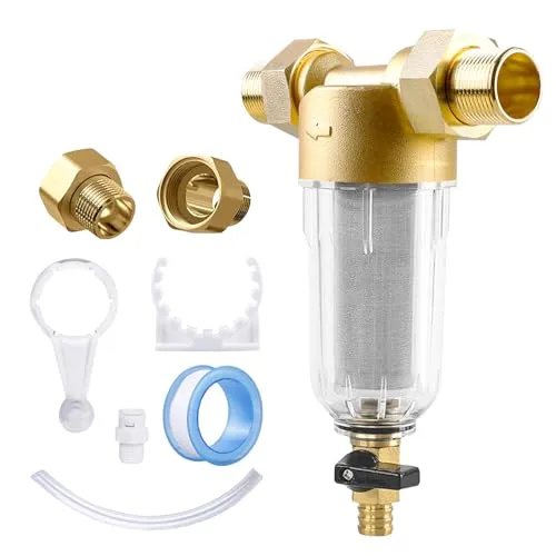 Wasserfilter Wiederverwendbare, 1 Zoll Rückspülfilter Wasserfilter Filter, Ausspülbarer Feinfilter Mit 3/4