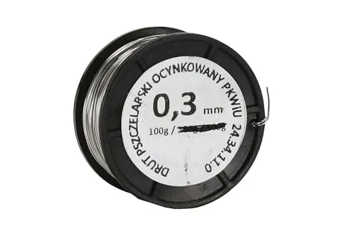 Verzinkter Draht für Rähmchen - 0,3 mm - Spule 100 g - Länge: ca. 170 m - Rostfrei - Draht für Bienenstockrahmen - Imkerei - Landwirtschaft - Industrie