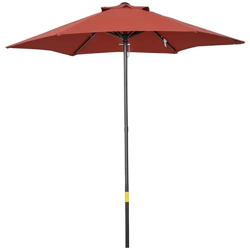 Outsunny Sonnenschirm Ø196 cm - Windfester Balkonschirm mit Knickfunktion - Sonnenschirm mit Ø1,96m großem Vordach für optimalen Schutz vor Sonne und leichtem Regen. Ideal für Balkon, Garten und Terrasse. Einfaches Push-Öffnungsdesign für schnelle Nutzung.