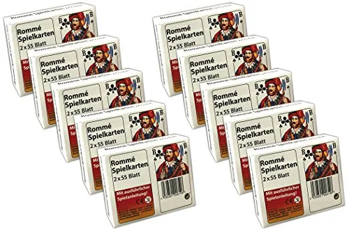 HAC24 10x Rommé Canasta Bridge Spielkarten je 2X 55 Blatt Romme Kartenspiel Karten