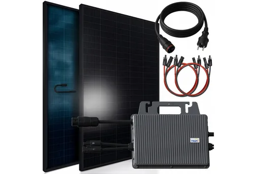 SUNNIVA Balkonkraftwerk FULL BLACK BIFACIAL 1196W - 800W Solaranlage mit Wifi/Bluetooth, hohe Effizienz und bis zu 360 EUR jährliche Ersparnis