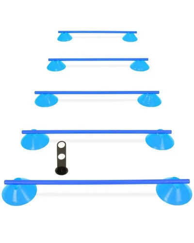 Superhund Agility-Hürde Cavaletti Mini-Hürden 5er Set mit Blauen Markiermulden Stange 100 cm F, Kunststoff