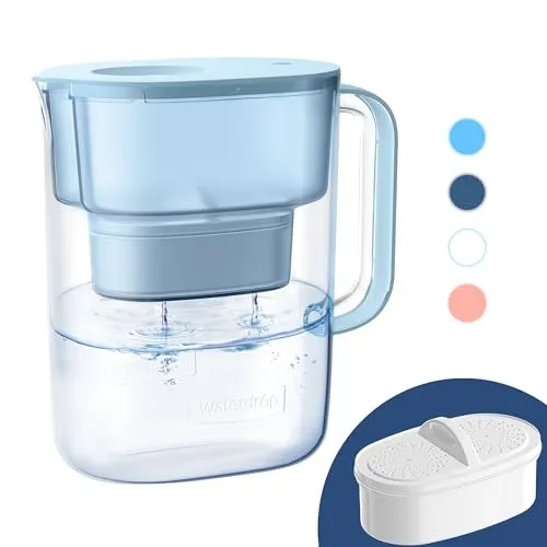 Waterdrop Lucid Wasserfilterkrug mit 1×90-Tage-Filter, 3,5 l, reduziert Fluorid, Chlor und mehr, NSF-zertifiziert, BPA-frei, Blau (Ersatzfilter: WD-PF-01A Plus)