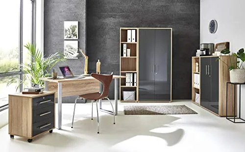 Büromöbel-Set BMG MÖBEL, grau - Sonstige Büromöbel, hochwertiges Set mit abschließbaren Schränken und pflegeleichter Oberfläche für eine sichere und ordentliche Arbeitsumgebung.