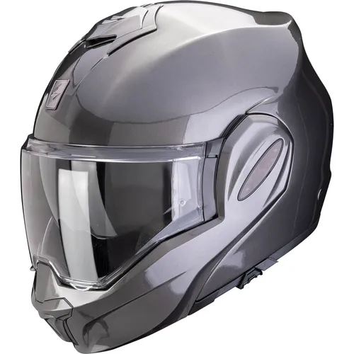 Scorpion Exo-Tech Evo Pro SOLID grau metall Gr. XS 54 - Hochwertiger Motorradhelm - Motorradhelm mit ECE-P/J Homologation, TCT-UTM Helmschale und integrierter Speedview Sonnenblende für optimalen Schutz und Komfort.