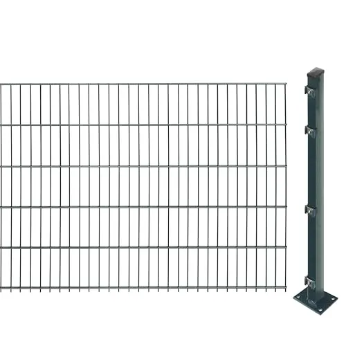 Doppelstabmattenzaun 103 cm hoch, 4 m lang inkl. Pfosten | Anthrazit - Robustes Zaunsystem mit langlebigen Doppelstabmatten in Anthrazit. Ideal für den Außenbereich, dank witterungsbeständiger Pulverbeschichtung. Komplettset mit 2 Stabmatten und 3 Pfosten für eine einfache Montage.