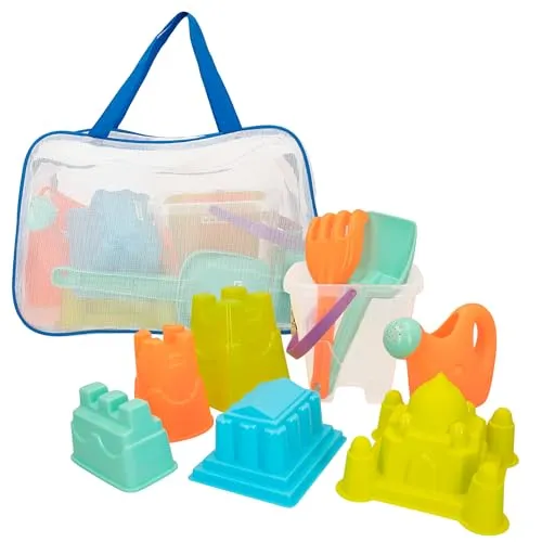 Strandspielzeuge-Set Colorbaby 18 cm - 5-teiliges Set mit Schaufel, Gießkanne und Förmchen, garantiert Sommerspaß für Jung und Alt