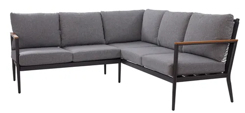 OUTDOOR Gartenlounge Eckset 3-teilig - Elegante Gartenmöbel aus Aluminium mit komfortablen Kissen und robustem Seilgeflecht, ideal für entspannte Stunden im Freien.