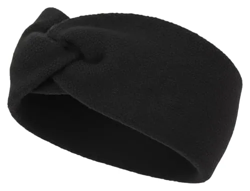 styleBREAKER Damen Feinstrick Stirnband mit Twist Knoten Detail | weiches elastisches Haarband | warmes Einfarbiges Kopfband für Herbst und Winter, Farbe:Schwarz