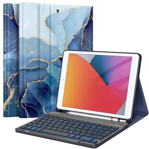 FINTIE Hülle mit Tastatur für iPad 9. / 8. / 7. Generation - Tastatur-Hülle für iPad 10.2 Zoll mit beleuchteter, abnehmbarer Bluetooth-Tastatur, ideal für komfortables Tippen bei schwachem Licht und optimalem Schutz.