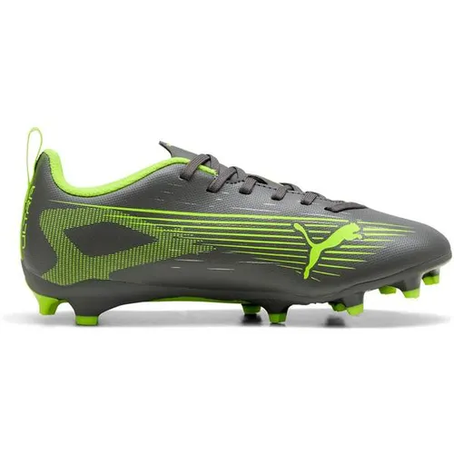 Puma ULTRA 5 PLAY FG/AG Jr. silber - Fußballschuhe für Kinder mit TPU SPEEDPLATE für blitzschnelle Beschleunigung und optimalen Grip auf festem Boden und Kunstrasen.