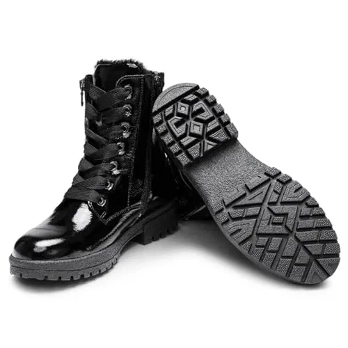 VITAFORM Stiefeletten Damen Weite H aus Softlackleder schwarz, Größe 38 - Kuschelige Lammfell-Fütterung für optimalen Komfort an kalten Tagen. Robuste, flexible Sohle sorgt für sicheren Halt auf winterlichen Wegen. Ideal für stilvolle Auftritte im Winter.