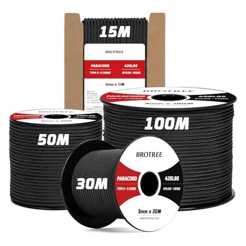 Brotree Paracord 3mm 15M 100% Nylon Seil Paracord 425 mit 3 Kern Schnur