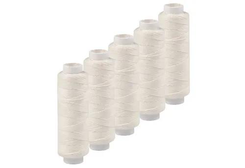 maDDma 5x50m Leinen Garn Leinenzwirn Flachs Nähfaden robust Zwirn, 250 m (5er-Pack), naturweiß