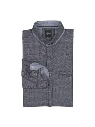 engbers Herren Herren Langarm-Hemd strukturiert, Marineblau, 39435, Marineblau in Größe L