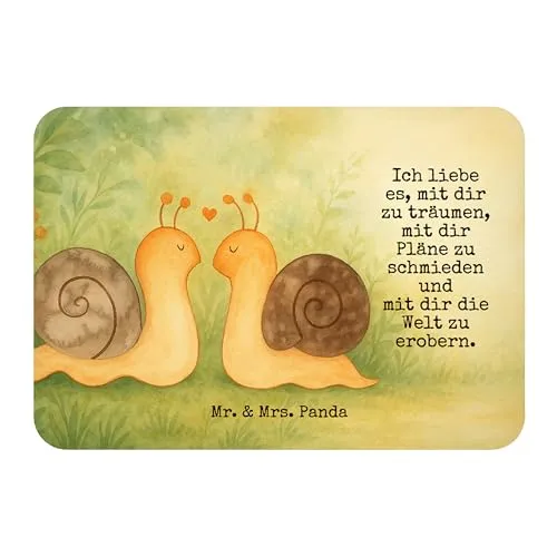 Mr. & Mrs. Panda Kühlschrankmagnet Schnecken Liebe Design - Geschenk, Paar, zettelhalter, Pärchen, büromagnet, whiteboardmagnet, Zukunft, Verliebt, Freundin, Träume, Magnet, Fridge