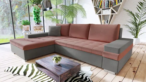 MIRJAN24 Ecksofa Bangkok Mini, Moderne Eckcouch für Wohnzimmer, Schlaffunktion und Bettkasten, Gästezimmer, L-Form Sofa (Magic Velvet 2217 + Magic Velvet 2258 + Magic Velvet 2217)