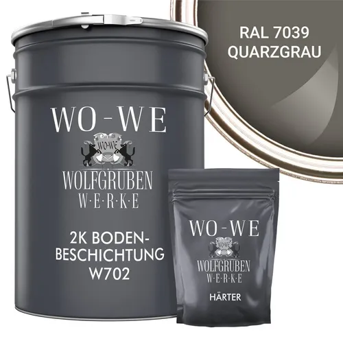 WO-WE Bodenversiegelung 2K Garagenfarbe Bodenbeschichtung W702, 2,5-20Kg, Seidenglänzend, Epoxidharz