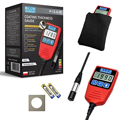 BLUE Technology Professional Schichtdickenmessgerät Lackdickenmessgerät Kugelsonde P-13-S-FE | Stahl Coating Thickness Gauge | Lacktester für Auto | Hergestellt in EU