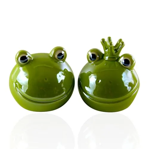 GlasArt Dekofigur Fridolin Froschkopf Froschkönig DREI Farben + Größen Frühling Sommer (12cm x 10cm, 2er Set Apfelgrün)