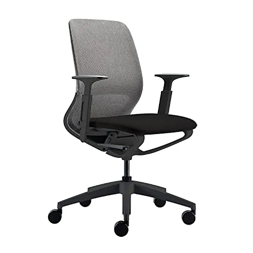 Sedus se:motion net, Drehstuhl, Bürostuhl, Mit Netzmembran Grau, Sitzpolster Schwarz, Armlehnen verstellbar, Höhenverstellbar 42-52.5cm, bis 130kg Belastbar, 23° Öffnungswinkel