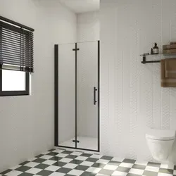 70x185cm Schwarze Falttür Duschabtrennung mit Hebe-Senkfunktion