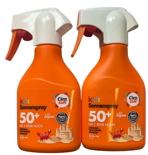 Cien Sun Sonnenschutz Kids Sonnenspray, LSF 50 + - Sonnencreme für Babys mit sehr hohem Schutz, ohne Duftstoffe, ideal für empfindliche Kinderhaut, 250 ml.