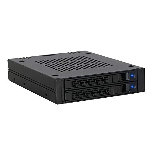 ICY DOCK Hot Swap Wechselrahmen - für 2x 2,5 Zoll SATA SAS SSD/HDD, werkzeuglose Installation und langlebige Metalltrays