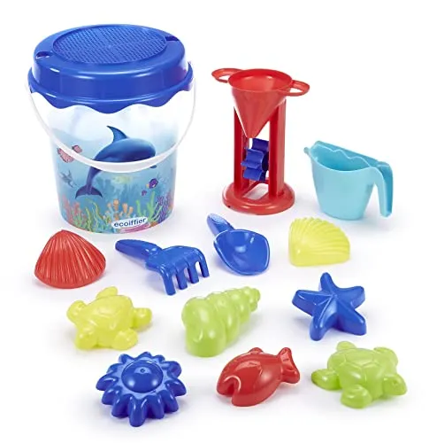 Ecoiffier Jouet 513 – Eimer gefüllt transparent 21 cm Delfin – Strandspiel für Kinder – ab 18 Monaten – Herkunft Frankreich