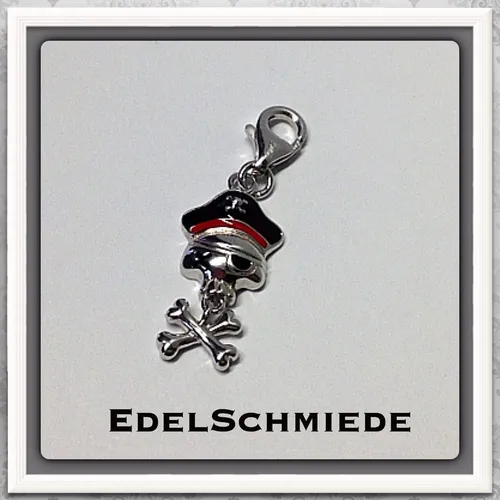 Produktbild Charm Anhänger 925/- Pirat mit gekreuzten Knochen