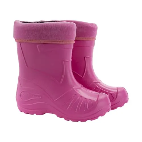 KOLMAX superleichte EVA Kinder Gummistiefel gefüttert Pink 34