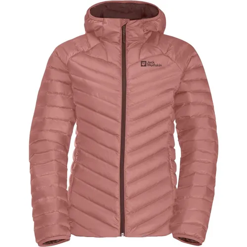 Jack Wolfskin PASSAMANI DOWN HOODY W, blush powder - Funktionsjacke mit winddichten und wasserabweisenden Eigenschaften, ideal für Outdoor-Aktivitäten. Dauerhaft imprägnierte Daunen und Bluesign-zertifiziert für nachhaltigen Komfort.
