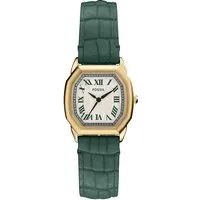 Fossil Watch ES5427 - Elegante Damenarmbanduhr - Armbanduhren für Damen mit achteckigem Gehäuse in Goldoptik, cremefarbenem Zifferblatt und hochwertigem Grün-Lederarmband. Wasserdicht bis 3 bars und in Geschenkbox mit 2 Jahren Garantie.