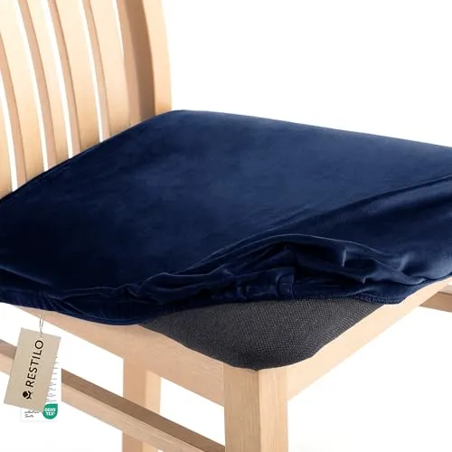 RESTILO Stuhlbezug Sitzfläche für Stühle, Geschlossen Hinten, Abnehmbares Waschbares Sitzkissen Husse Esszimmerstuhl, Stretch Sitzschutzbezug für Zuhause Esszimmer Restaurant Hotel, Sento Dunkelblau