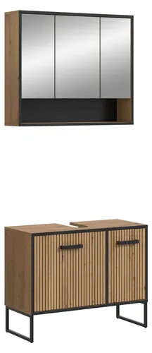 xonox.home Badkombination Bagno Artisan Oak Nachbildung - 2-teiliges Badmöbelset (B/H/T: 80x192x36 cm) in stilvollem Artisan Oak Design, bietet optimalen Stauraum und überzeugt durch pflegeleichte Oberflächen. Ideal für ein elegantes Badezimmer.