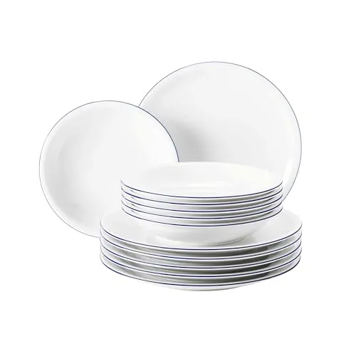 Seltmann Weiden Geschirr-Set Tafelservice 12-tlg. Compact Blaurand - Elegantes 12-teiliges Porzellan-Service mit stilvollem Blaurand, ideal für festliche Anlässe und den täglichen Gebrauch.