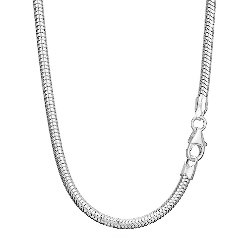 NKlaus 42cm Schlangenkette aus 925 Silber - Elegante Halskette für Damen, 42cm lang und 3,0mm breit, aus schwerem 925 Sterling Silber für einen markanten Auftritt.