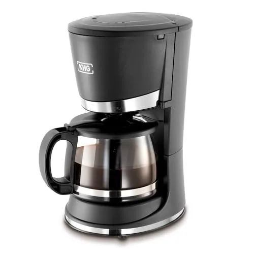 KHG Kaffeemaschine KA-121S in schwarz - Kompakte Mini-Filterkaffeemaschine mit 500 ml Glaskanne, ideal für bis zu 4 Tassen Kaffee, ausgestattet mit Tropfstopp, Warmhaltefunktion und Abschaltautomatik.