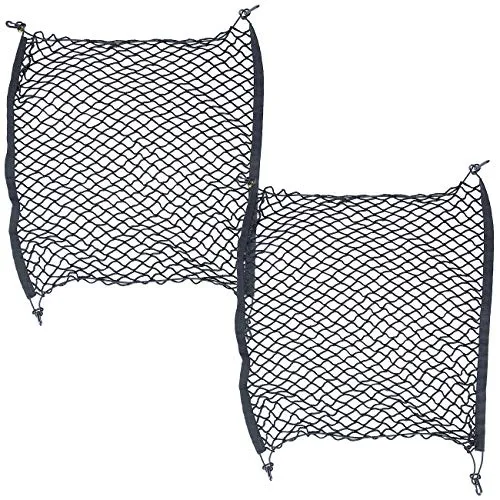Lescars Trennnetz Kofferraum: 2er Pack Universal-Kofferraum-Gepäcknetz, 70 x 70 cm, dehnbar (Trennnetz Universal, Gepäcknetz Auto, Kofferraumtasche)
